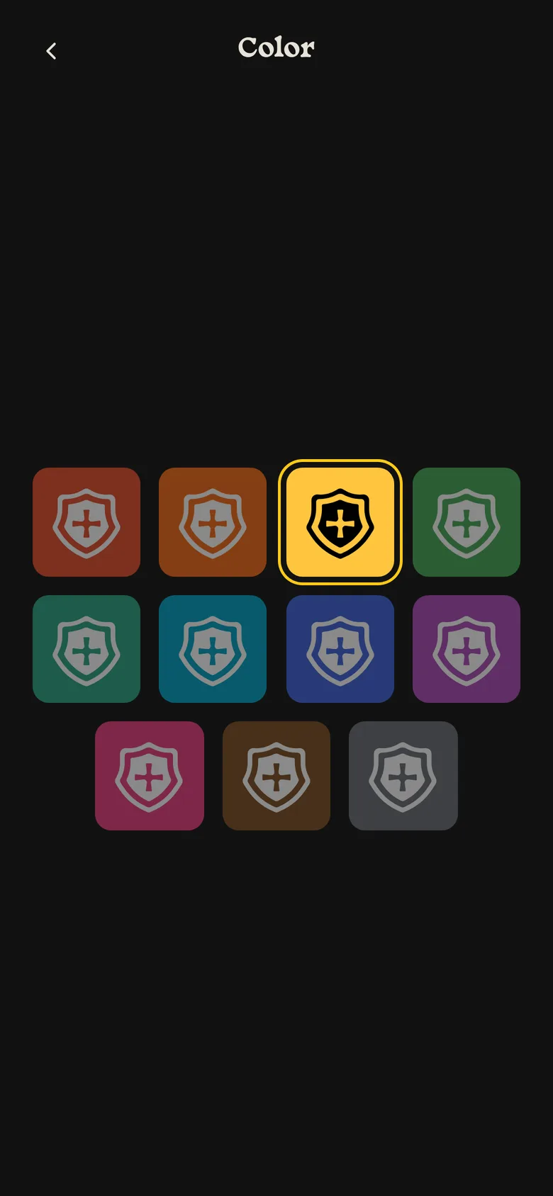 The shield sigil shown in 11 colors